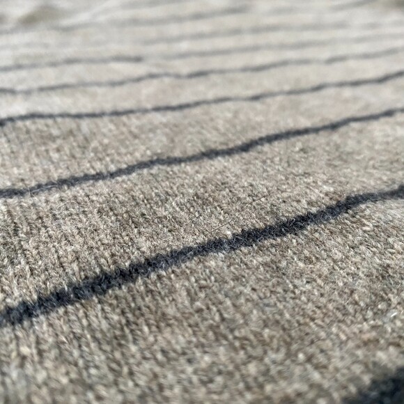 Eddie Bauer Oatmeal Stripe Wool Blend Zip Henley Pullover Sweater Size Large - Picture 7 of 10